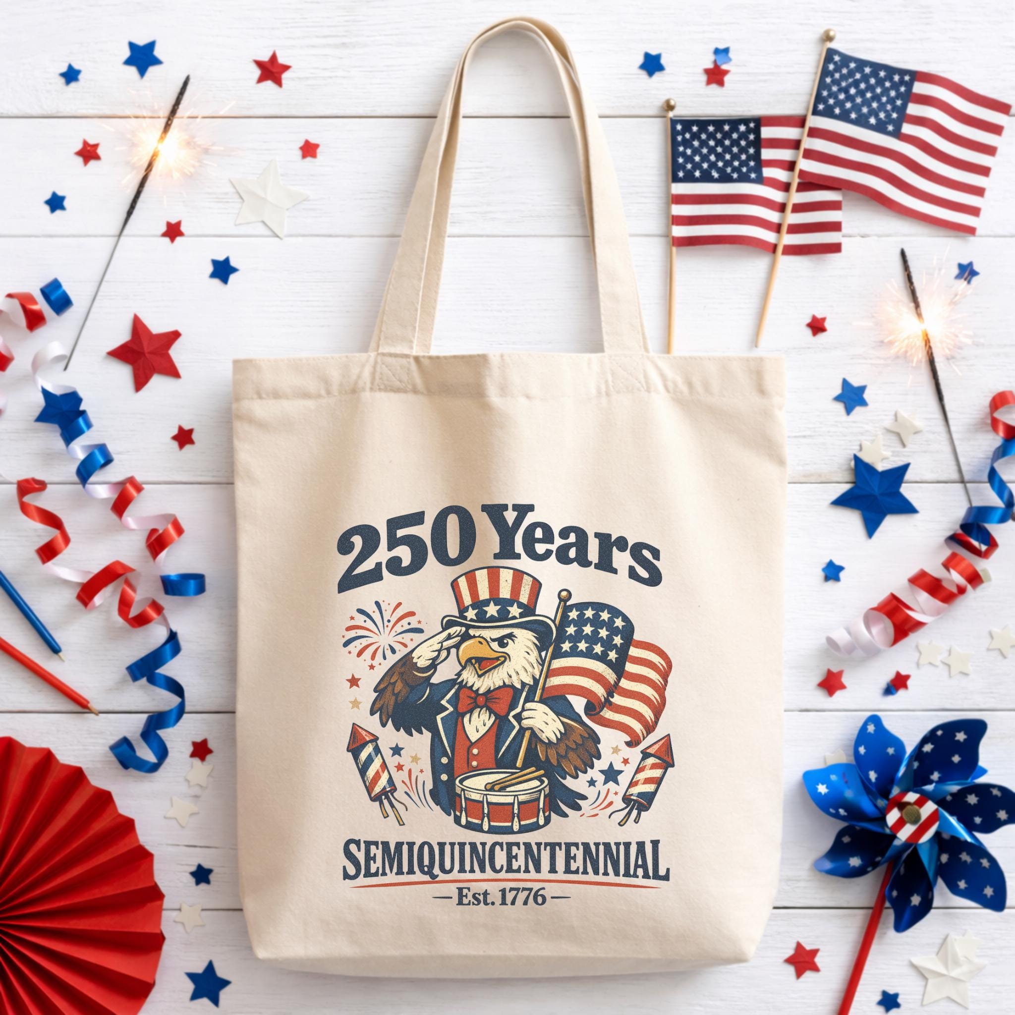 250 Years Patriotic Eagle 4th of July Tote Bag America