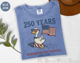 Comfort Colors Goose Usa 250 Shirt Independence Day Gift Celebrate 250th Anniversary Usa Flag Tee 4th of July T-shirt America Patriotic Duck