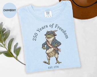Funny Frog 250th Anniversary 4th of July Comfort Colors Shirt Celebrate Americas Birthday EST 1776 Independence Day Semiquincentennial Tee