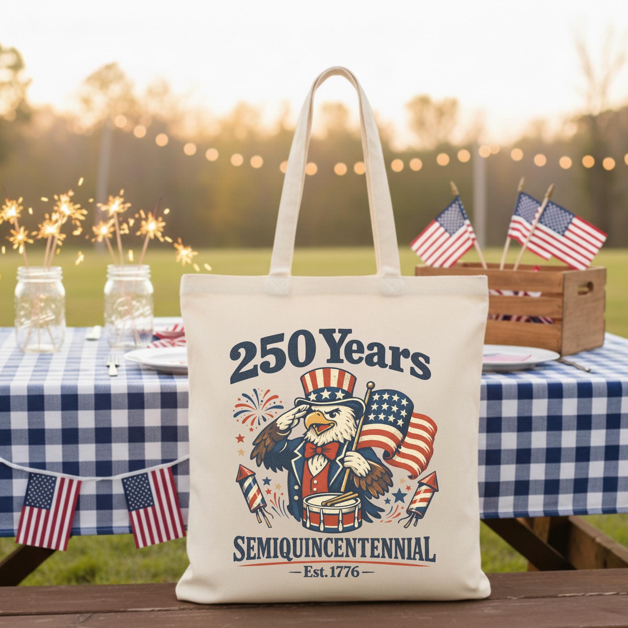 250 Years Patriotic Eagle 4th of July Tote Bag America