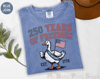 Comfort Colors Goose Usa 250 Shirt Independence Day Gift Celebrate 250th Anniversary Usa Flag Tee 4th of July T-shirt America Patriotic Duck