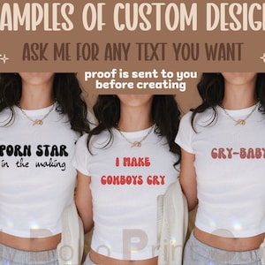 Camiseta personalizada para bebé, texto personalizado, top corto personalizado, camiseta personalizada para bebé, top corto, camiseta de cumpleaños con eslogan personalizado Y2K de los 90, regalo para ella