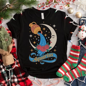Aquarius Zodiac T-Shirt: Celestial Boho Astrology Tee