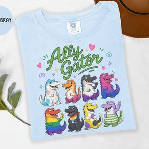 Ally Gator Pride Shirt, Ally Gator T-Shirt, Multi Flag Inclusive Alligator Tee, LGBTQ Ally Teacher Pride Classroom Shirt, Safe With Me Shirt