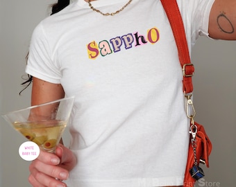 Sapphic Lesbian Baby Tee Shirt Gay Girl Babytee Aesthetic Femme Bi Pride Subtle WLW Pride Shirt Queer Crop Top