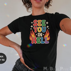 Lesbian Pride Baby Tee Shirt, Trendy Retro Lesbian Crop Top, Femme Bisexual Sapphic Gay Pride Shirt, WLW Femme Butch Lesbian Couple Gifts