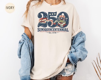 Funny Frog 250th Anniversary 4th of July Comfort Colors Shirt Celebrate Americas Birthday EST 1776 Independence Day Semiquincentennial Tee