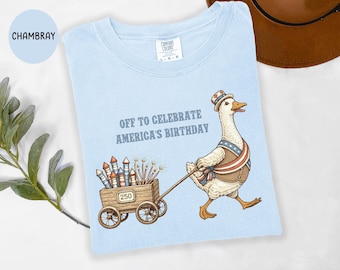 Funny Goose 250th Anniversary 4th of July Comfort Colors Shirt Celebrate Americas Birthday EST 1776 Independence Day Semiquincentennial Tee