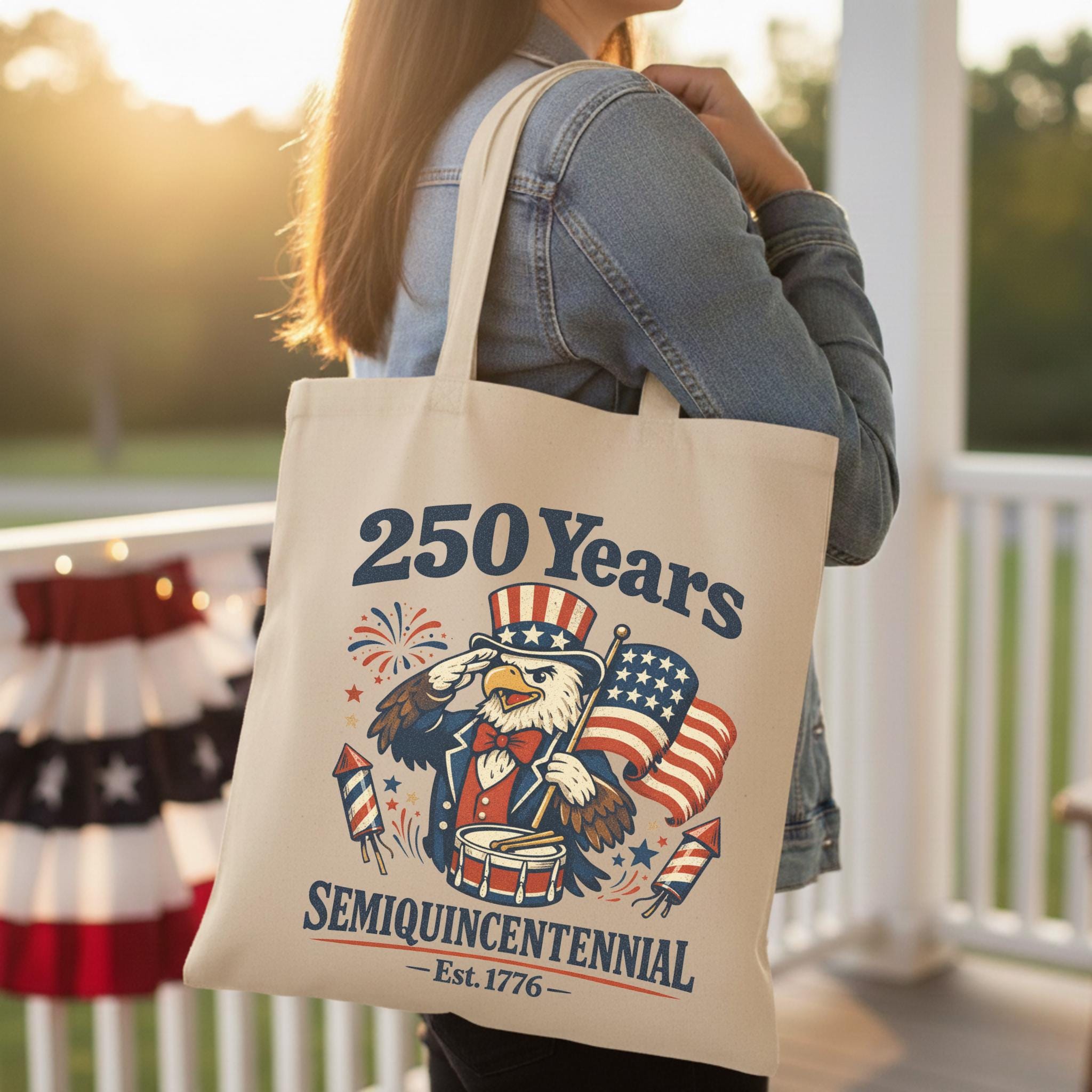 250 Years Patriotic Eagle 4th of July Tote Bag America