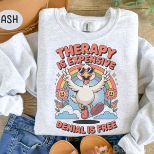 Funny Silly Goose Mental Health Sweatshirt, Therapy Humor Jumper Gift, Mentally Spicy, Retro Therapy Sweater, Sarcastic Snarky Goose Meme