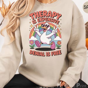 Funny Silly Goose Mental Health Sweatshirt, Therapy Humor Jumper Gift, Mentally Spicy, Retro Therapy Sweater, Sarcastic Snarky Goose Meme