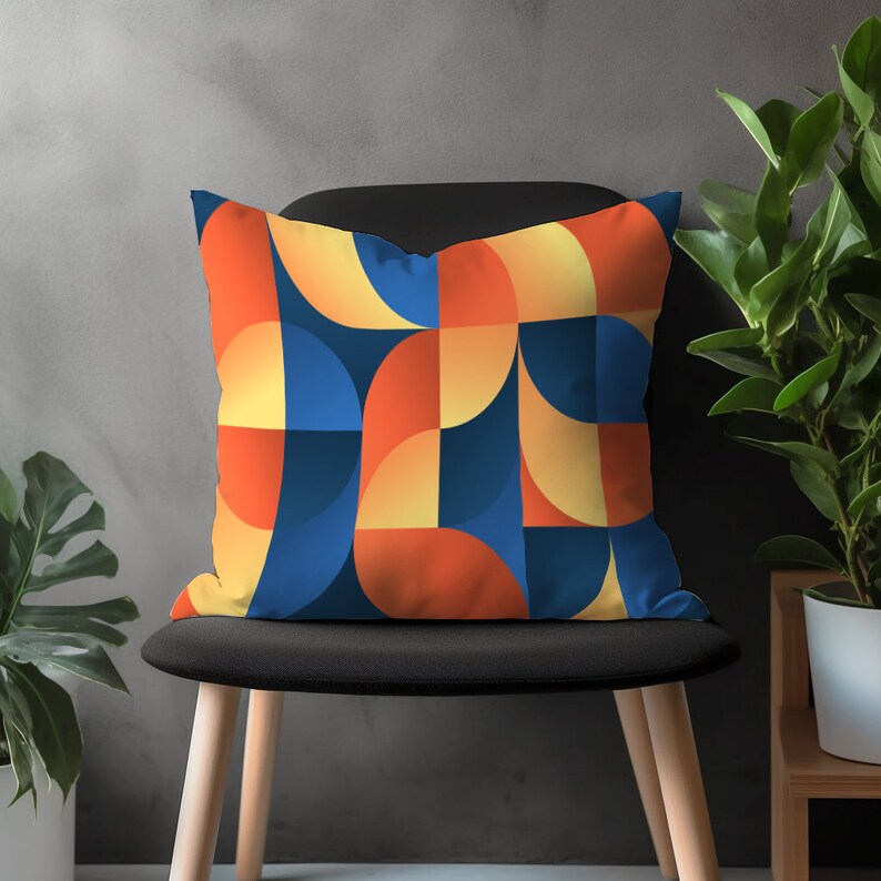 Mid Century Modern Pillow Cover, Boho Abstract Cushion Case, Retro