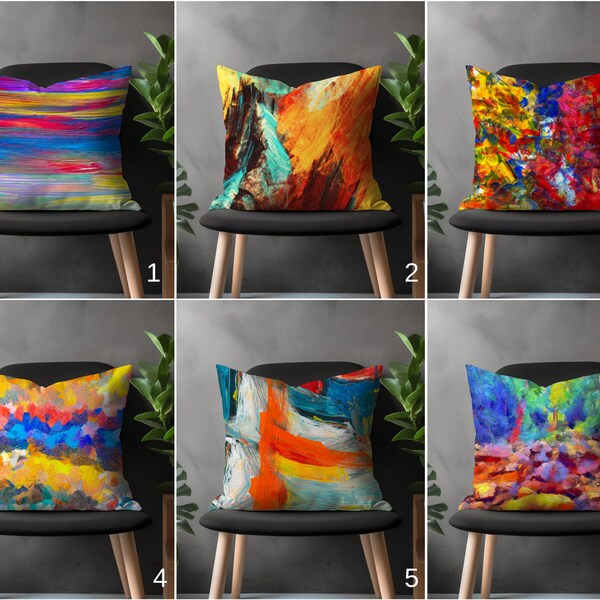 Abstract Vivid Pillow Cover, Boho Living Room Cushion Case, Colorful Bedroom Throw Pillow Case, Brushed Effect Decorative Home Decor