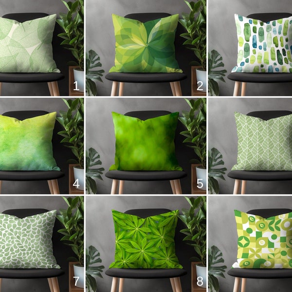 Green Abstract Pillow Cover, Grass Boho Cushion Case, Modern Lime Living Room Decor, Bedroom Throw Pillow Cover, Summer Trend Decoration