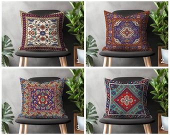 Aztec Kilim Pillow Cover, Turkish Rug Pattern Cushion Case, Southwestern Farmhouse Bedroom Throw Pillow Case, Ethnic Home Decor