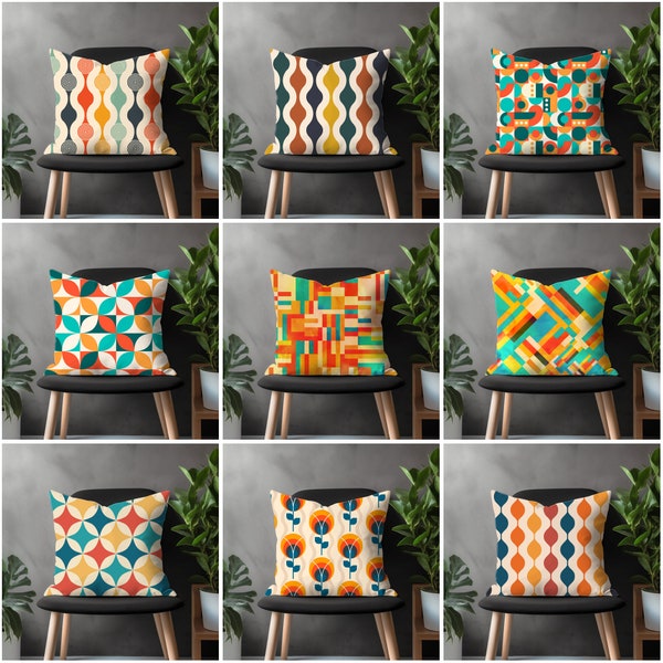 Retro Pillow Cover, Throwback Euro Sham Covers, Geometric Living Room Decoration, Bedroom Throw Pillow Case, Any Size Pillow Case