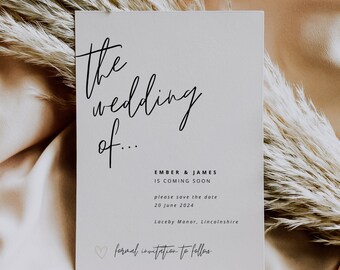 Bearbeitbar Speichern Sie die Datumsvorlage | Druckbare moderne Save the Date Karte | Schreibstil Save our date | Hochzeitsmitteilung | Leinwand #17