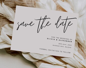 Schreibschrift Save the Date Vorlage | Moderne Save the Date Karte | Bearbeitbar Speichern Sie unsere Datumsvorlage | Druckbare Hochzeitsanzeige | Leinwand #2