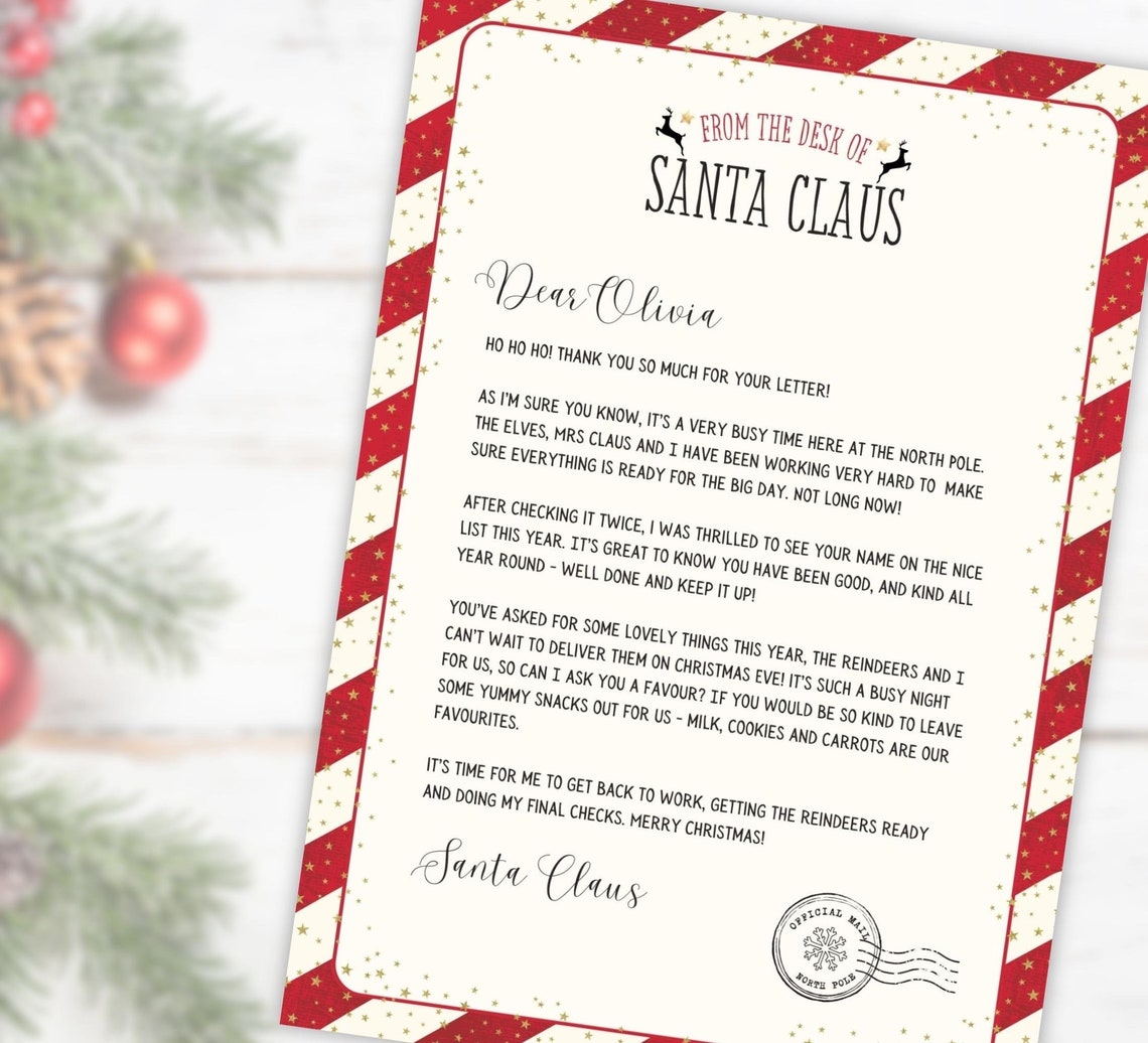 Editable Official Letter From Santa Claus From the Desk of Santa North ...