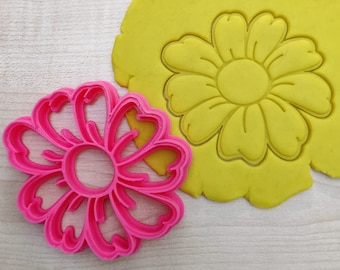 Cortador de galletas con forma de margarita, sello de fondant con forma de flor de primavera Bellis perennis Asteraceae, cortador de galletas con forma de manzanilla, recuerdo de fiesta con flores de jardín