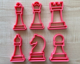 Chess Cookie Cutter Set- King, Queen, Rook, Bishop, Knight and Pawn