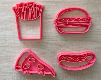 Fast Food Cookie Cutter Set- Fries, Burger, Pizza and Hotdog