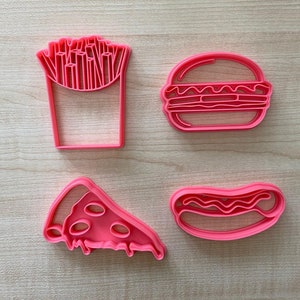 Fast Food Cookie Cutter Set- Fries, Burger, Pizza and Hotdog