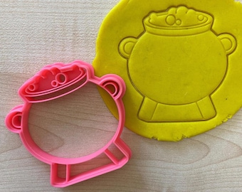Cortador de galletas de olla de bruja, sello de galleta de caldero mágico, maná de salud de poción de elaboración de cerveza, caldero neopagano de Halloween
