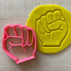 Raised Fist Cookie Cutter, Clinched Fist Hand Pose Biscuit Stamp
