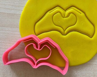 Heart Hand Pose Cookie Cutter, Two Hands Heart, Love Hand Sign