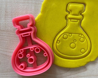 Cortador de galletas de poción, grabador de pociones mágicas, fondant de elixir de bruja, hechizos mágicos tóxicos, cortador de galletas venenosas
