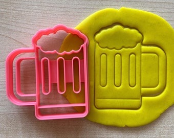 Beer Glass Cookie Cutter, Beer Stein Mug Fondant Cutter, Pub Traditional Style Glass Dough Stamp, St. Patrick's Day Favor