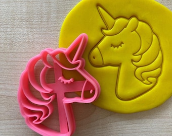 Unicorn Cookie Cutter, Unicorn Head Biscuit Stamp, Fairy Fondant Stamp