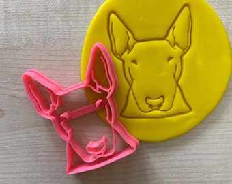 Bull Terrier Face Cookie Cutter, Bullterrier Pastry Dough Cutter, Cute Bull Terrier Dog Head Fondant Stamp