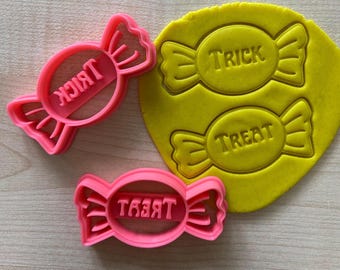 Trick or Treat Candy Cookie Cutter Set- Halloween Candy Biscuit Cutter, Halloween Treats Stamp Molds