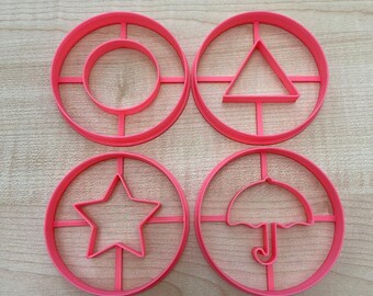 Games Dalgona Shape Cookie Cutter Set- Circle, Triangle, Star and Umbrella