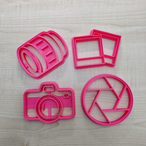 Photography Cookie Cutter Set- Photographer Gift, Camera, Lens, Iris Diaphragm and Instant Photos