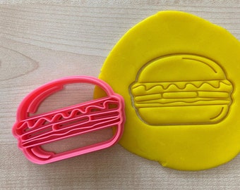 Burger Cookie Cutter, Fast Food Biscuit Cutter, Beef Hamburger Patty Fondant Stamp, Meat Cheeseburger Dough Cutter