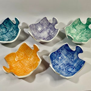 Handmade ceramic bowls, Serving bowls, Colorful ceramic bowls set of 5, Home decor, Unique handmade gift, Contemporary ceramics, Jigsaw image 7