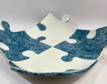 Handmade ceramic platter,  Handmade serving tray, Unique handmade gift, Home decor, Handmade pottery, Tableware, Cake platter, Jigsaw