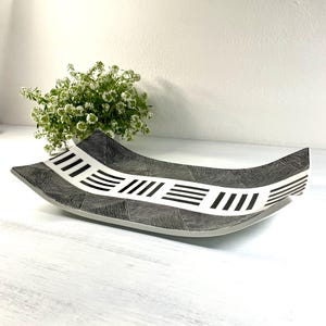 Handmade large black & white ceramic platter, Long modern ceramic tray, Serving/Decorative tray, Table centerpiece,Black and white tableware