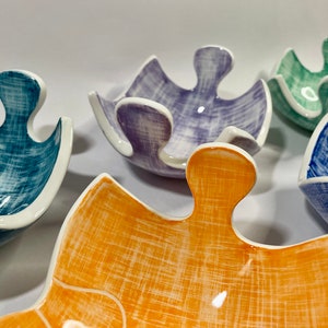 Handmade ceramic bowls, Serving bowls, Colorful ceramic bowls set of 5, Home decor, Unique handmade gift, Contemporary ceramics, Jigsaw image 5