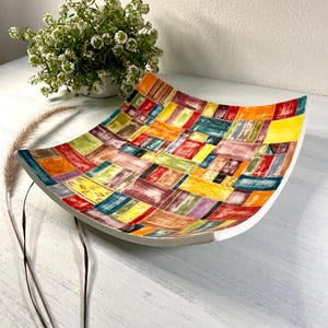 Handmade Ceramic Platter, Colorful Decorative Serving Dish, Unique Pottery Gift, Boho Home Decor