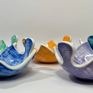 Handmade ceramic bowls, Serving bowls, Colorful ceramic bowls set of 5, Home decor, Unique handmade gift, Contemporary ceramics, Jigsaw image 1