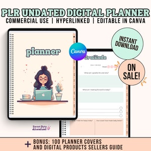 Resell PLR Digital Planner | Daily / Weekly (2.0) Canva plr template | PLR Bundle |  Hyperlinked Goodnotes Done for you product #002-02