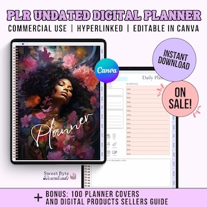 PLR Digital Planner to Resell | Undated daily / weekly Canva plr template | PLR Bundle |  Hyperlinked Good notes Done for you product