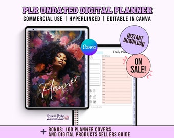 PLR Digital Planner to Resell | Undated daily / weekly Canva plr template | PLR Bundle |  Hyperlinked Good notes Done for you product