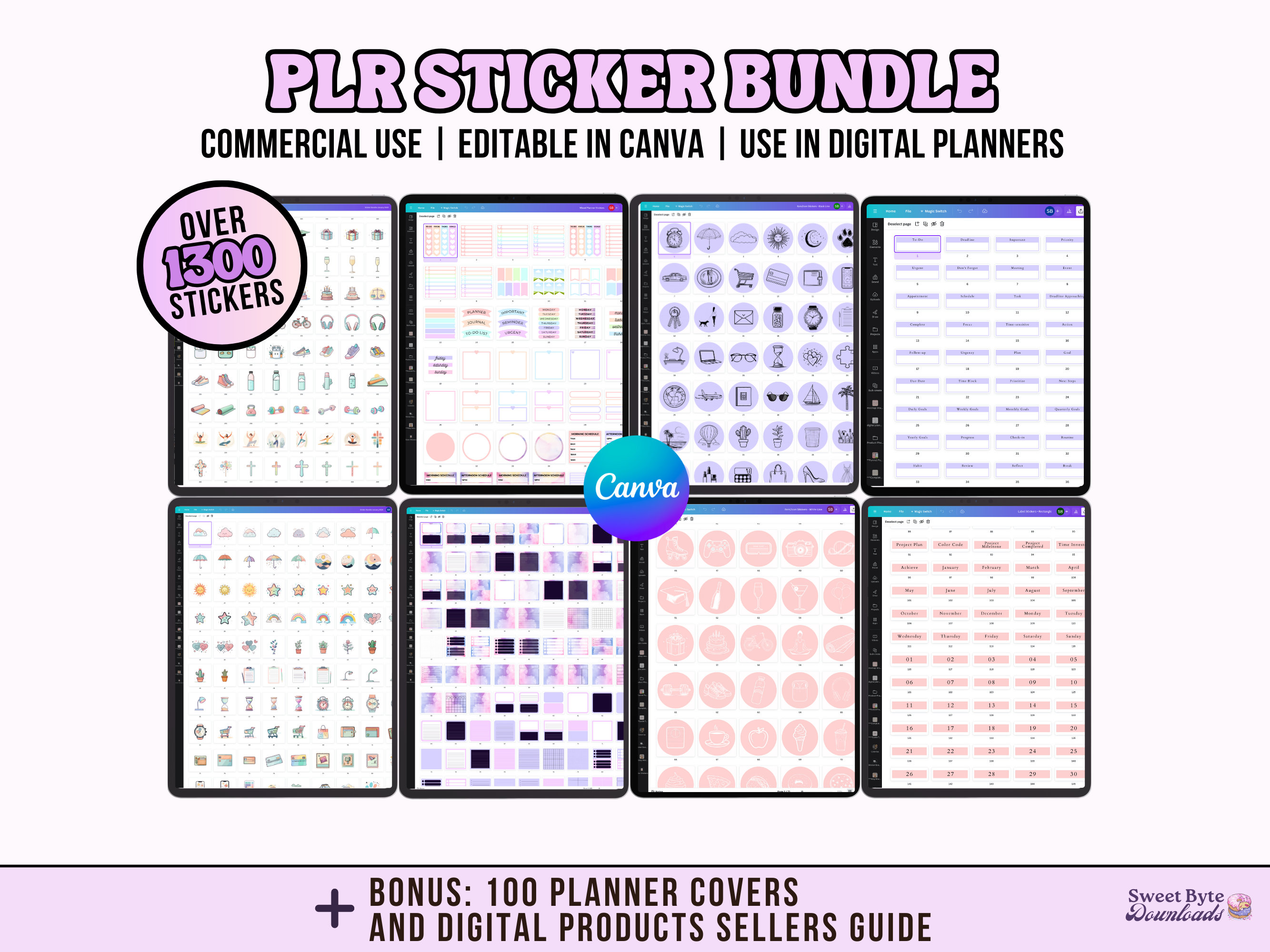 PLR Aufkleber | Resell Digital Planner Sticker Templates | Canva Vorlage SBD006