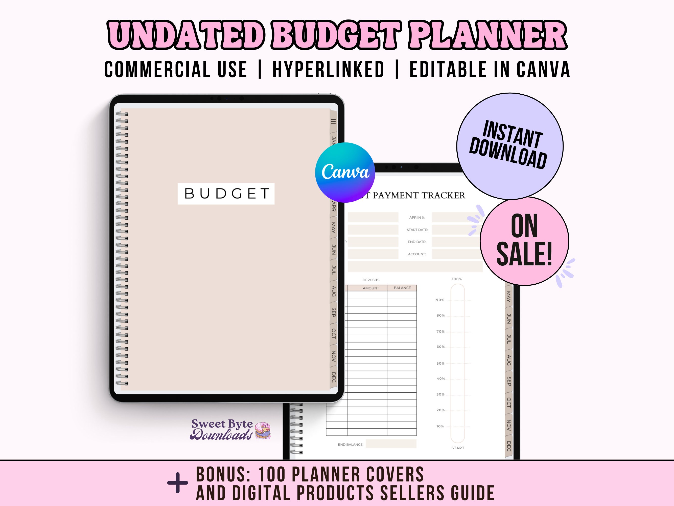 PLR Digital Planner to Resell | Budget Canva plr template | PLR Template Bundle | Hyperlinked Goodnotes Done for you product  #004-02
