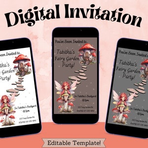 Editable Virtual Fairy Garden Digital Download Invitation Template Bundle of Six